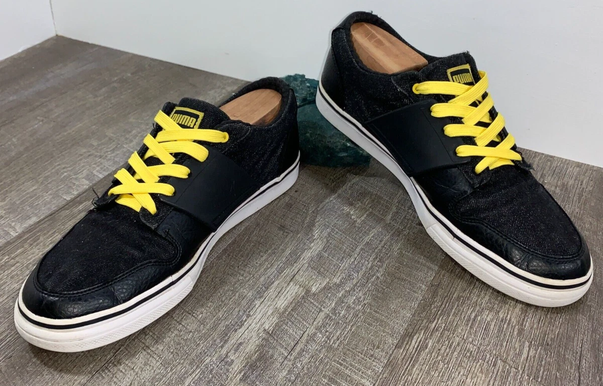 Puma El Ace 2 Lace Up Sneaker Black Yellow Leather