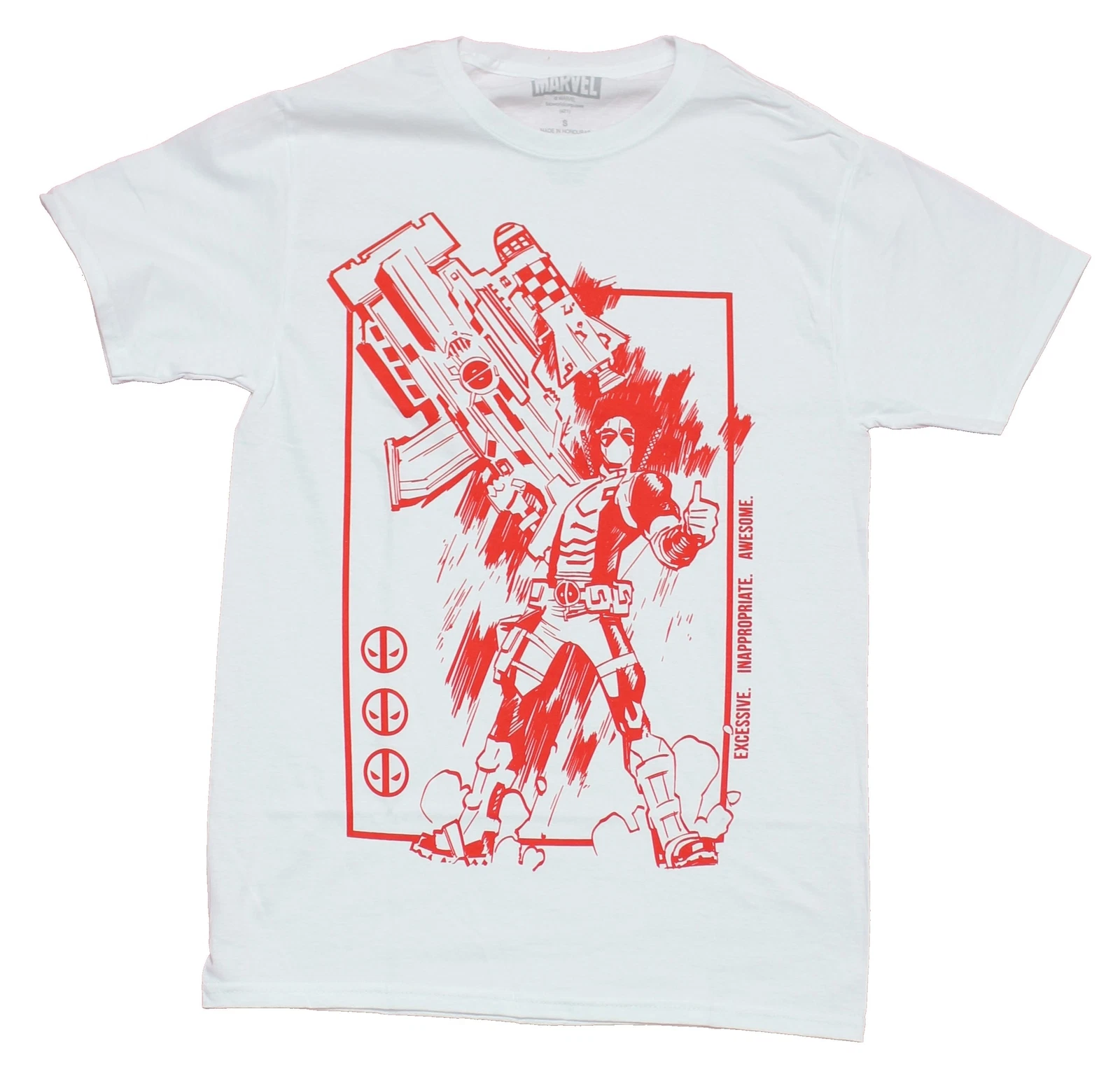 Deadpool Mens T-Shirt - Thumbs Up Red Sketch With Giant Gun
Opens in a new window or tab
