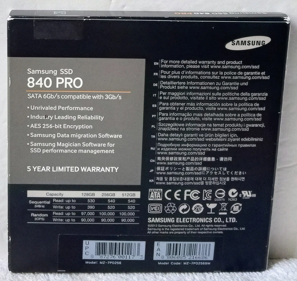 Samsung 840 PRO Solid State Drive 256 GB Storage 2.5" MZ-7PD256BW SATA III Seal - Image 3 of 4
