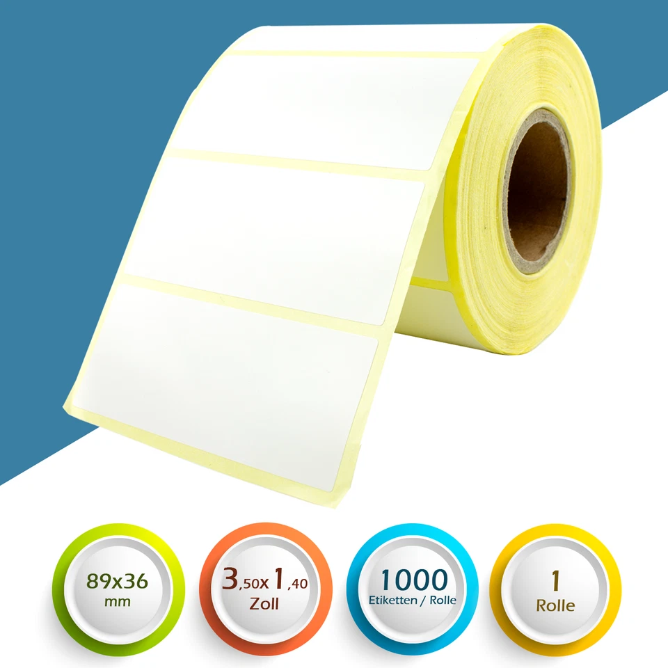 Thermo Etiketten Rolle Selbstklebend 89x36mm, für Phomemo, Zebra, Klebeetiketten - Bild 2 von 4