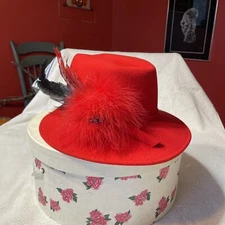Ladies Red Fedora Style Hat. Laura By Lancelot. Red Hat Society Gals!