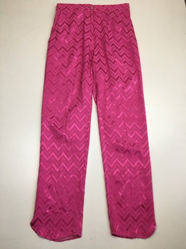 VILAGALLO Hot Pink Shiny Jacquard Zig Zag Print Embossed Pant Womens sz 38-Small - Picture 8 of 12