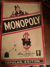 Vintage 1954 Monopoly Wooden Pieces 7 Tokens 6 Red Hotels 14 Green Houses/Box