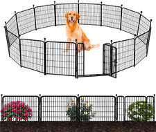 24" Garden Fence with Low Door, 14 Panels, 34.5 Ft Dog Barrier for Yard