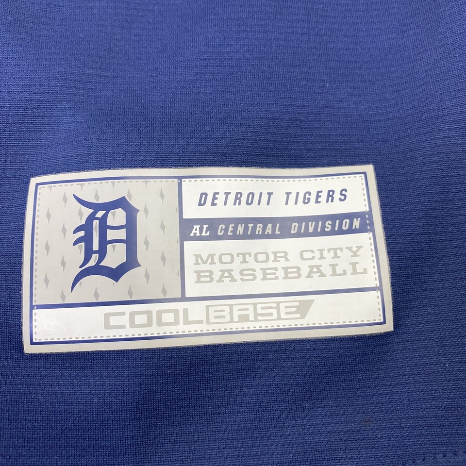 Majestic Detroit Tigers Blue Orange Cool Base 2XL XXL Sewn Jersey | eBay