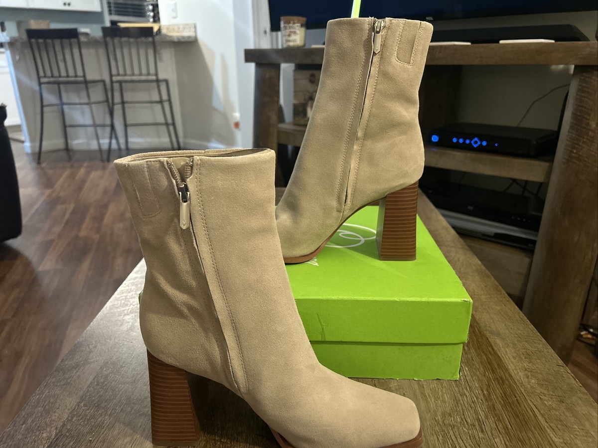 【AAKE】LEMAIN SQUARE ANKLE BOOTS Sam Edelman Ivette Sesame Suede Side Zipper Square Toe Block