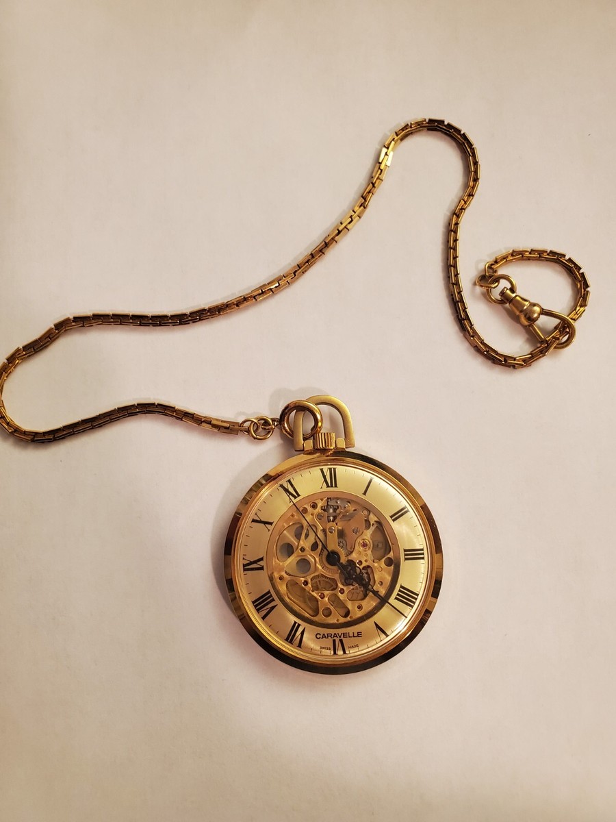 Vintage Caravelle Women’s Pocket Watch Vtg Caravelle 7 Jewels Gold Plated Manual Wind Open Face  main image 2