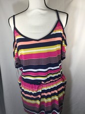 Laudry Women Pink Black Yellow Dress Spaghetti Strap V-neck  Size Large