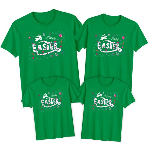 Family Whimsical Bunny Happy Easter T-Shirt Tee Cute Festival Holiday Party #ED - Picture 14 of 24
