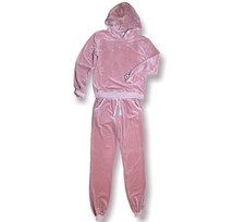 Hotouch Pink Velour 2-Piece Hooded Sweatshirt  Joggers Sweatpants Set Medium 