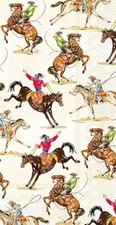 Decoupage Art Craft Guest Napkin 8.5" x 4.5" -Trail Blazer, Cowboy, Rodeo, West
