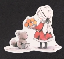 Girl With Fruit Bouquet Aesthetic Art Sticker 1.78" x 2.18" (W)