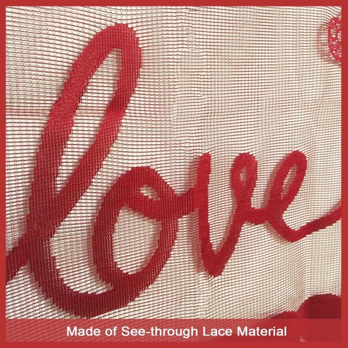 Red Heart Mantle Scarf for Fireplace Decorations - Lace Mantel Cover Runner f... - Picture 3 of 7