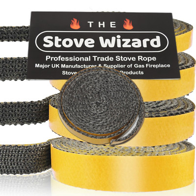 Flat Stove Seal Rope Self Adhesive Black Glass Stove Fire Rope 10 15 18 ...