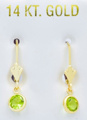 ECHTE 1,28 kt PERIDOT BAUMELNDE OHRRINGE 14 K GOLD - HERGESTELLT IN DEN USA - NEU MIT ETIKETT