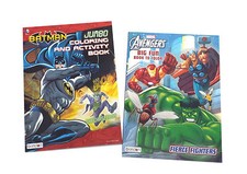 NEW Set of 2 Batman and The Avengers Kids Coloring Book and Activity Books Set