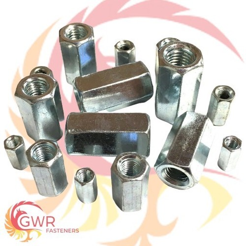 M8 / 8MM THREADED ROD BAR STUD HEXAGON HEX CONNECTOR NUT ZINC LONG NUTS BZP - 第 1/1 張圖片