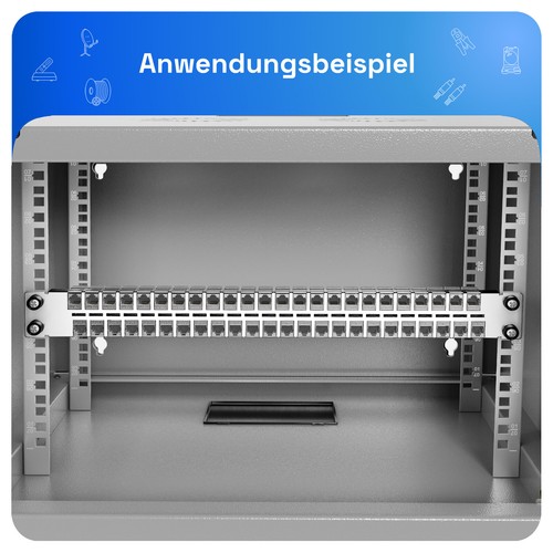 Patchpanel 19 Zoll Patchfeld Verteilerfeld 48-Port 1HE Keystone Jack Modul 1U - Afbeelding 3 van 11