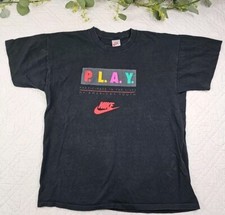 VTG Nike Made in USA P.L.A.Y. PLAY Black T-Shirt Size XL Graphic Tee