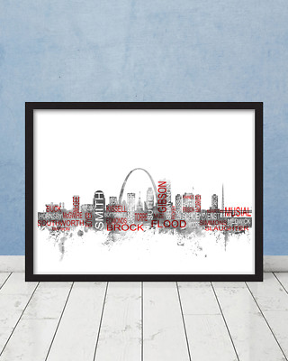 #ad St Louis Cardinals Hall of Fame Arch Skyline Wall Art Baseball Busch Stan Musial $9.98