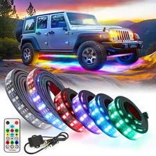 6Pcs 5050 RGB LED Strip Under Car Tube Underglow Underbody System Neon Light Kit
