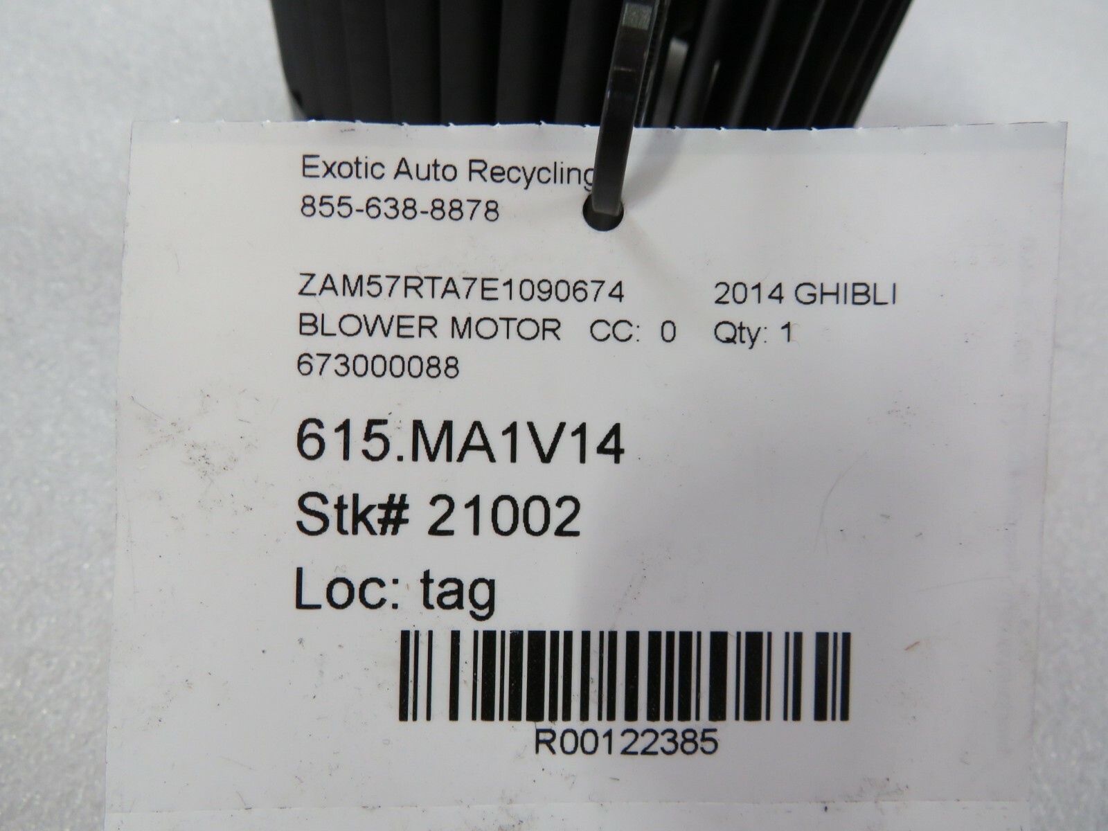 Maserati Ghibli, Blower Motor, Used, P/N 673000088
