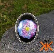 Pastel Flower Ring - Blooming Petals Handmade Stainless Steel Jewelry - 764