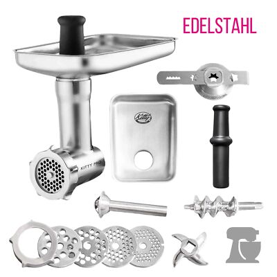 B-WARE Kitty Professional Edelstahl-Fleischwolf kompatibel mit KitchenAid V1