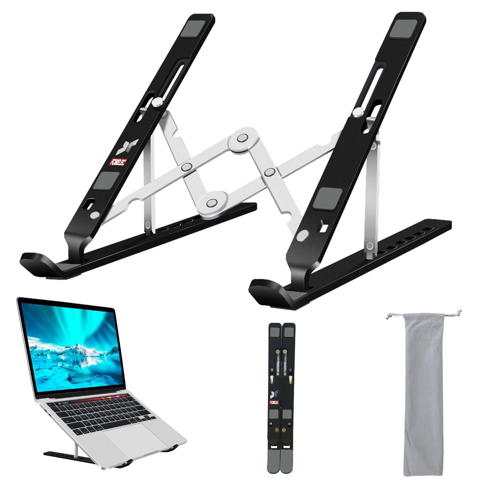 Adjustable Aluminum Foldable Laptop Stand for Computers & Tablets - Portable & Lightweight