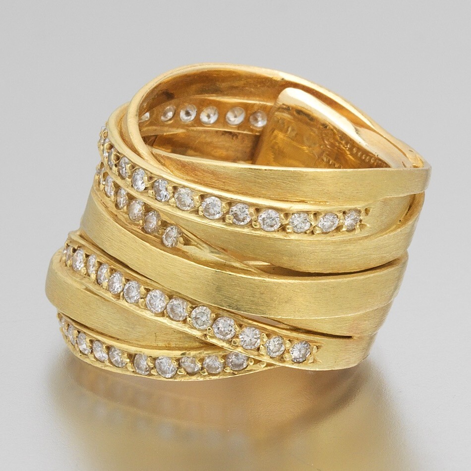 18K Diamond Multiple Crossover Ring - image 5