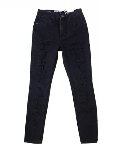 BERSHKA PETITE BLACK STRETCH COTTON HIGH WAIST SKINNY DENIM JEANS UK 8 XS  NEW | eBay