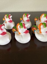 Set Of 6 2-1/2" H MULTI-COLORED UNICORN RUBBER DUCKS Rainbow