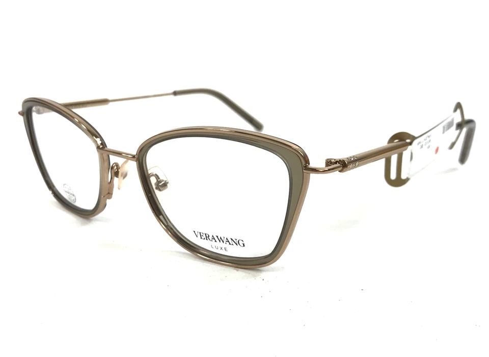 Vera Wang 眼镜框 Valentina SA 棕色金色猫眼 施华洛世奇 51-19-140 — 第 4/4 张图片