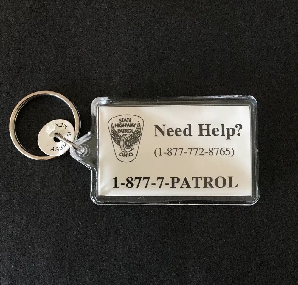 Vintage Keychain OHIO STATE HIGHWAY PATROL Key Ring Acrylic Fob Need Help?