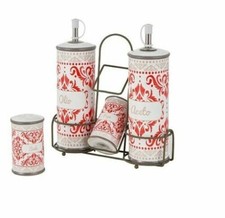 oliera BARATTOLO SPEZIE saliera  CERAMICA OLIO ACETO SALE PEPE  STAND FERRO