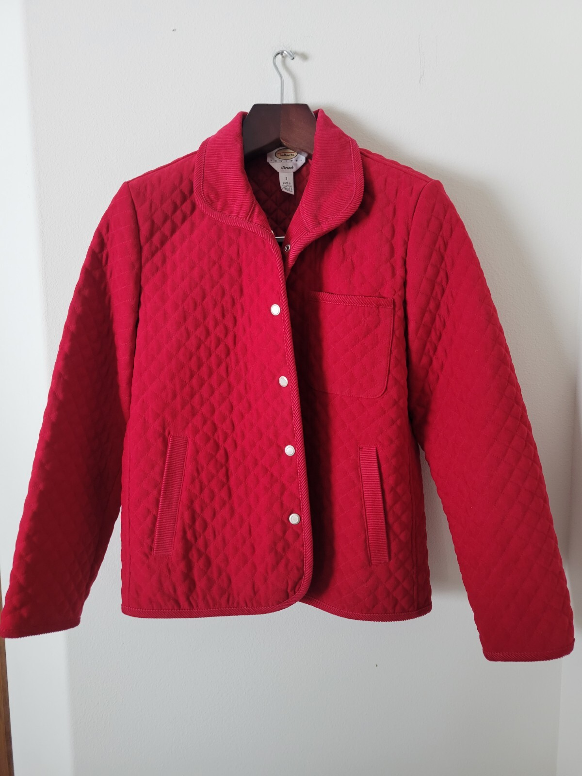 Talbots Petites Snap Button Front Solid Red Jacke… - image 1