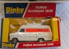 Vintage Dinky #272 Police Accident Unit White Ford Transit Van Signs Cones Box