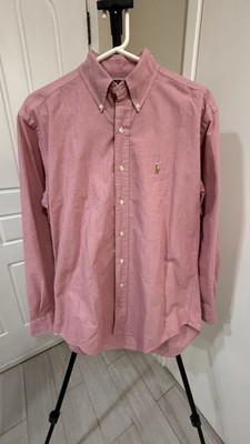 Ralph Lauren Blake Men s Pink Solid Woven Cotton Button-Down Long Sleeve Shirt