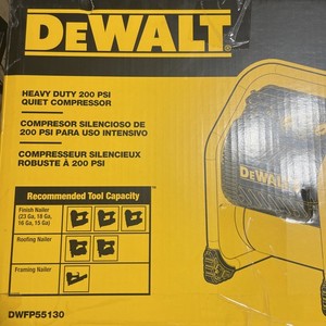 NEW DEWALT QUIET TRIM HEAVY DUTY 200 PSI COMPRESSOR DWFP55130
