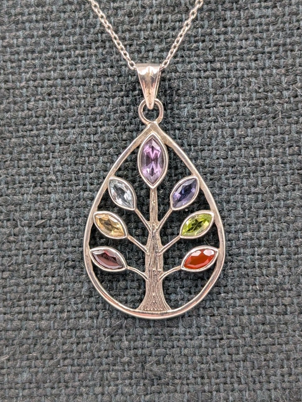 Sterling Silver Multi Gemstone Chakra Tree Of Lif… - image 1