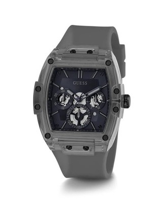 Guess Phoenix Skeleton Multi-function Grey Silicone Mens Watch GW0203G9