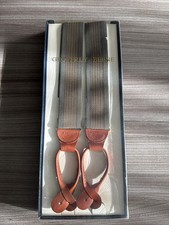 Geoffrey Beene Rolled Leather End Suspenders Olive Cedar Open Box