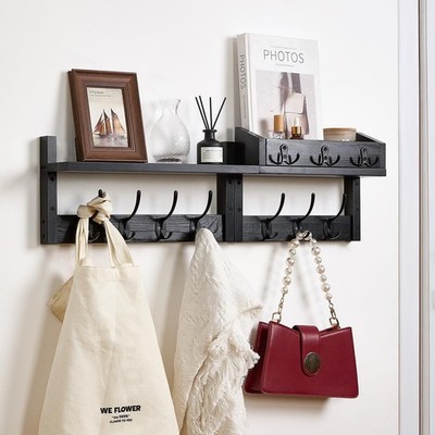 28.9'' Wall Hanger Coat Rack Key Holder Wall Mount with Shelf,11Shelf with Coa...