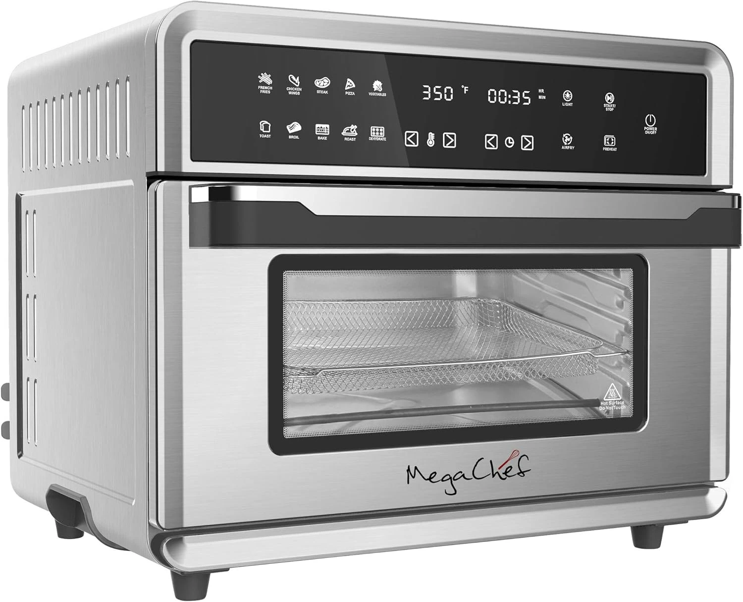 10-in-1 360° Hot Air Countertop Oven, 25L, Sleek Silver Chrome Finish