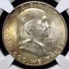 1951 S FRANKLIN HALF DOLLAR NGC MS 64 LOVELY SATIN WHITE WITH A BLUSH OF GOLDEN