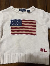 Polo Ralph Lauren Flag Cotton Crewneck Jumper Sweater Pullover Sz 4/4T
