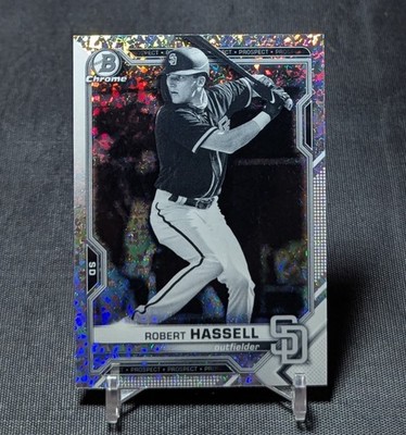 Robert Hassell B/W Mini Diamond Refractor Rookie 2021 Bowman Chrome Card BCP-225