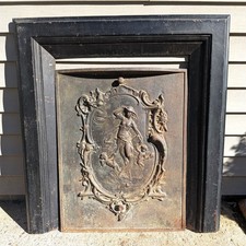Antique Art Nouveau Goddess With Cherubs Cast Iron Fireplace Cover