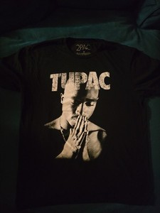 Tupac Shakur 2Pac Prayer Black Graphic T-Shirt Mens Size Medium Hip Hop Rap Tee