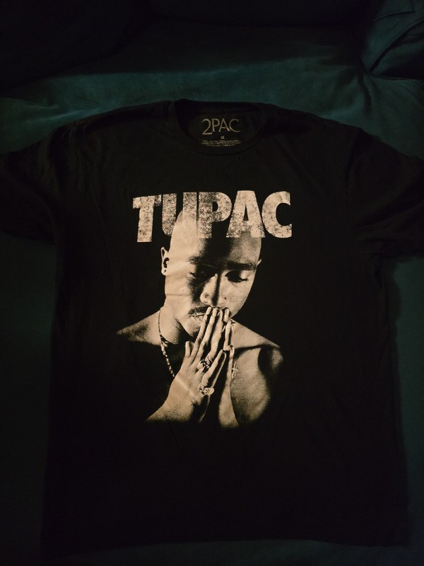 Tupac Shakur 2Pac Prayer Black Graphic T-Shirt Mens Size Medium Hip Hop Rap Tee